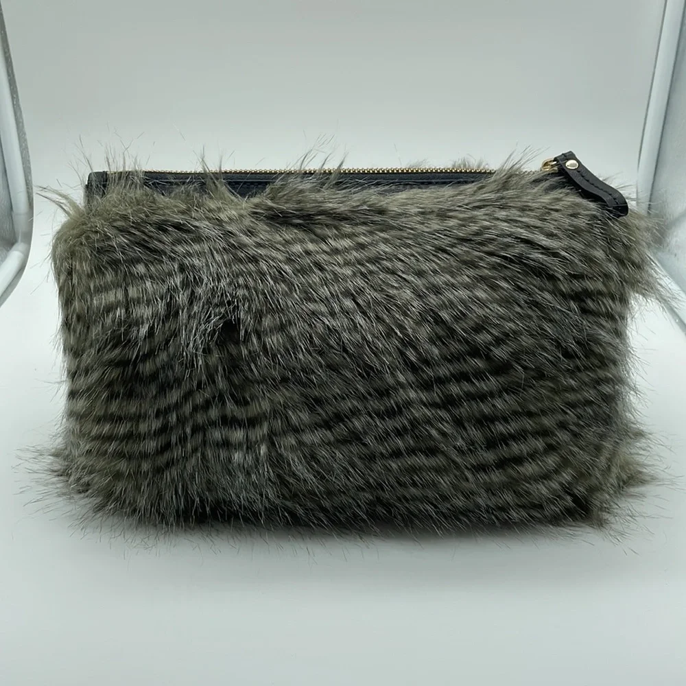Ann Taylor Grey Fur Clutch NWT - Picture 10 of 10